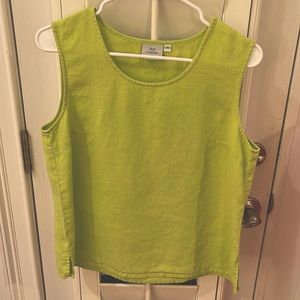 Lime green linen tank top.